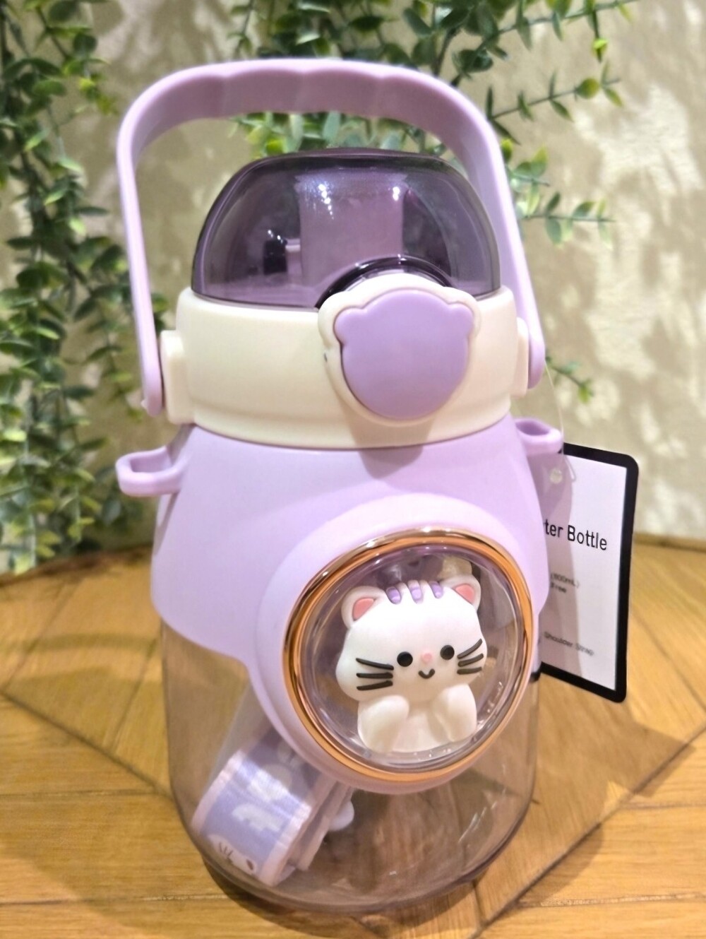 😻 Kawaii Cat Purple Water Bottle 27fl. oz. Lazycat